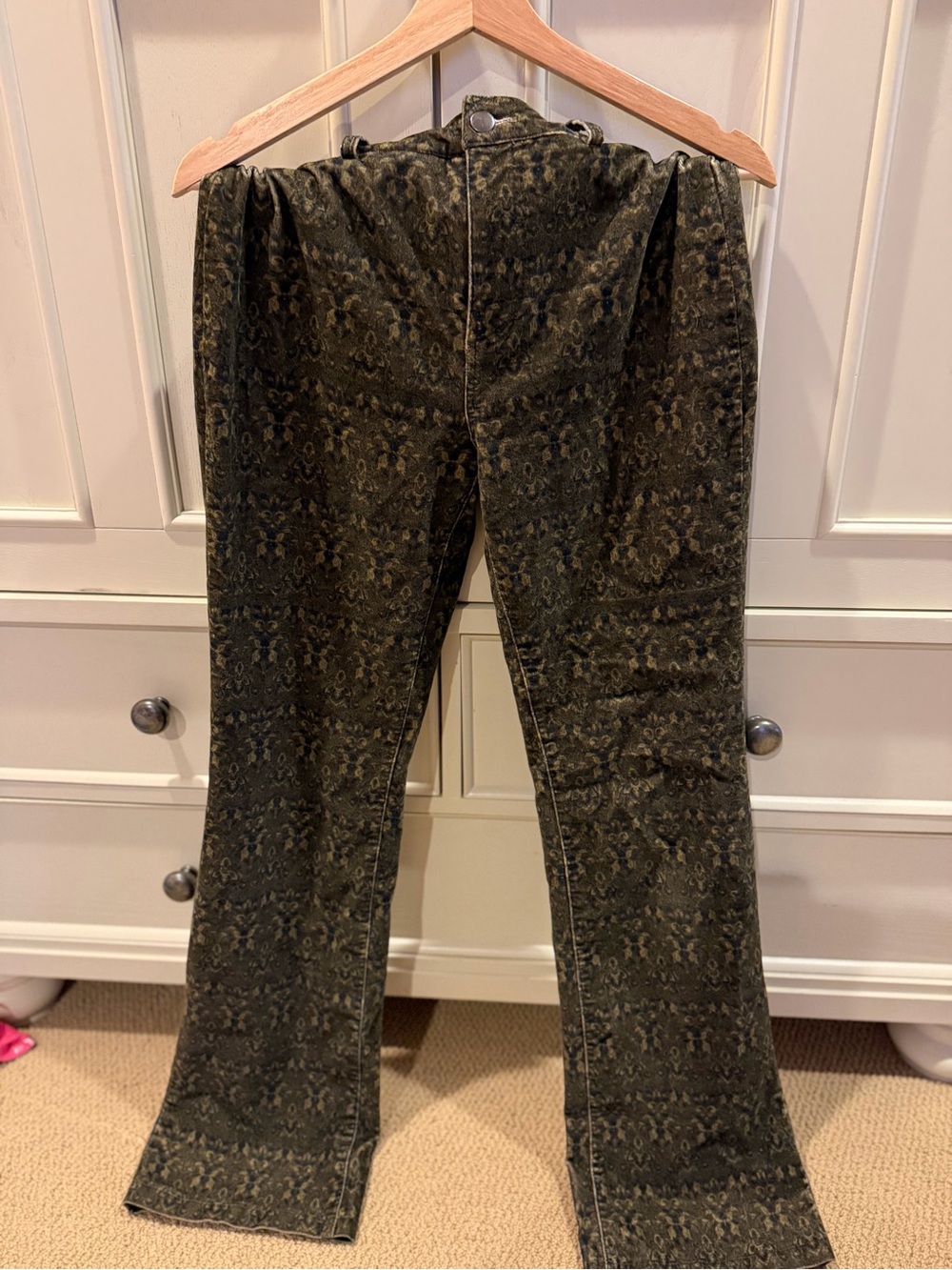 DRIFTWOOD Olive Green Patterned Boot Cut Pants